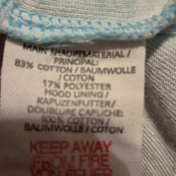 Mini Boden girls size 2-3 years towelling throw on hoodie mint & white VGUC - Picture 5 of 5